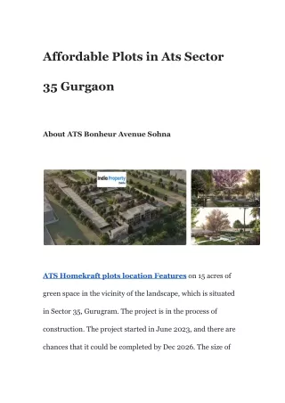 Affordable Plots in Ats Sector 35 Gurgaon