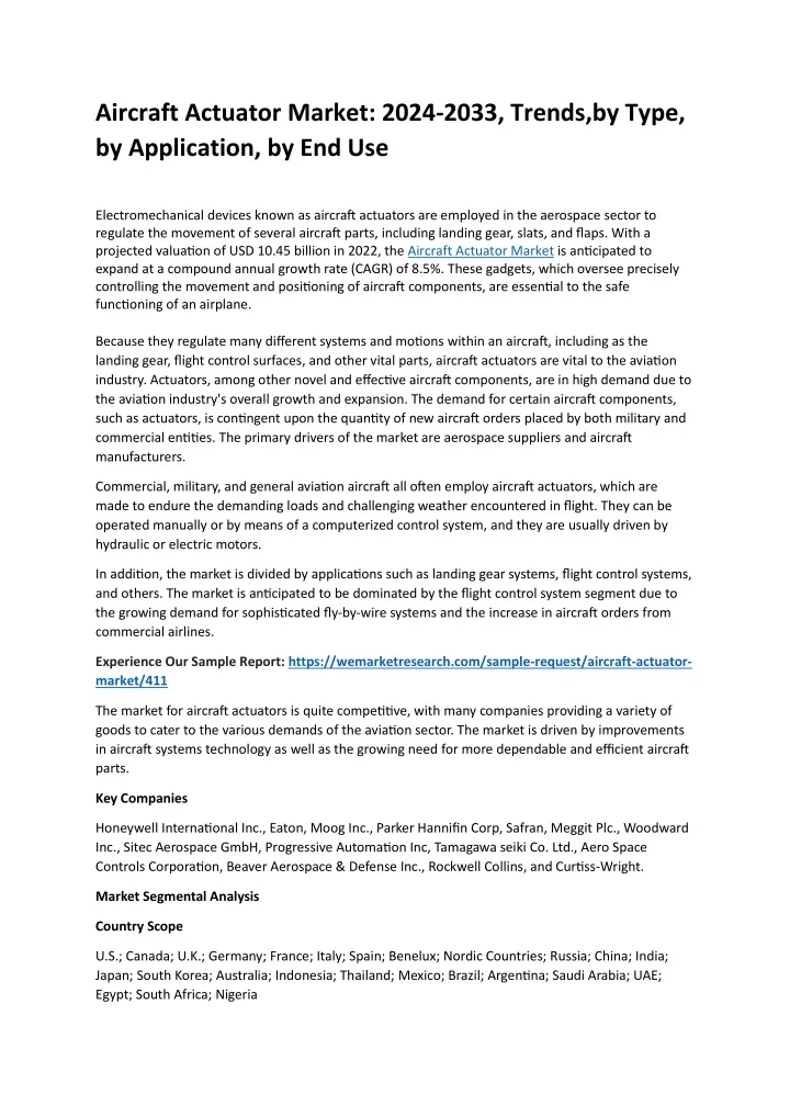 aircraft actuator market 2024 2033 trends by type