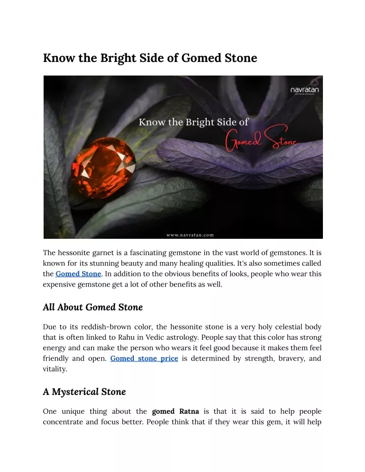 know the bright side of gomed stone