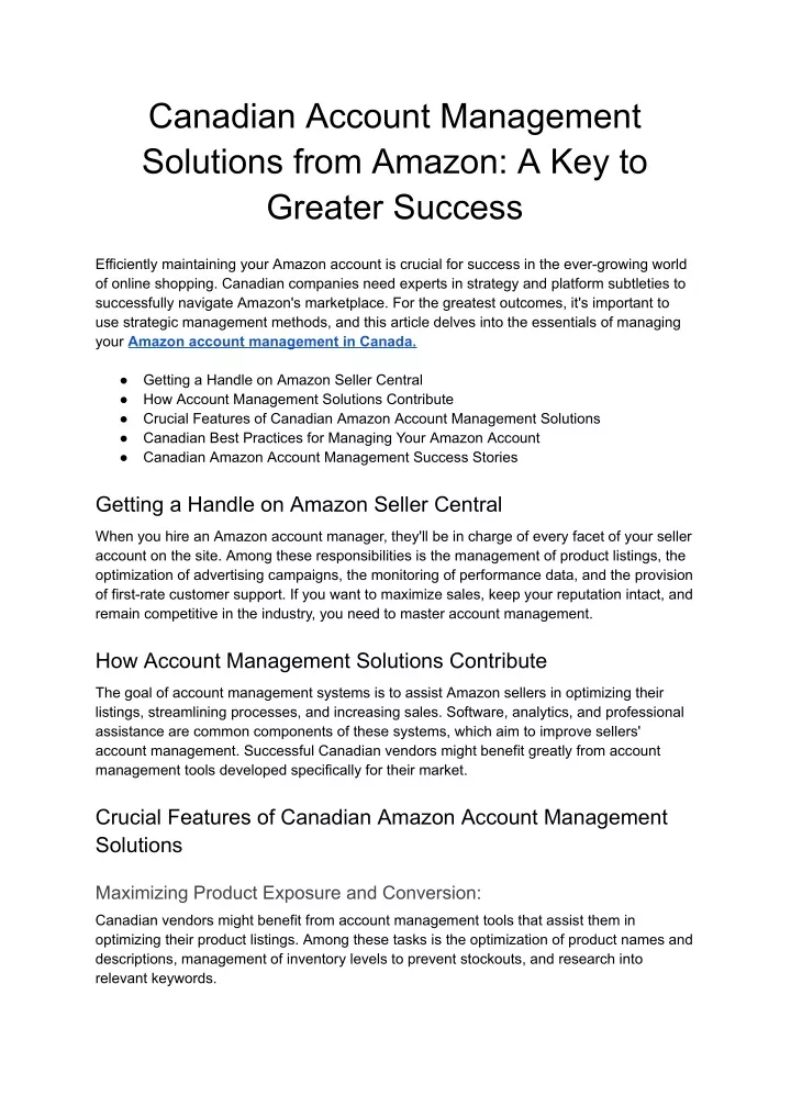 canadian account management solutions from amazon