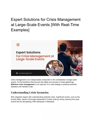Expert Solutions for Crisis Management at Large-Scale Events [With Real-Time Examples]