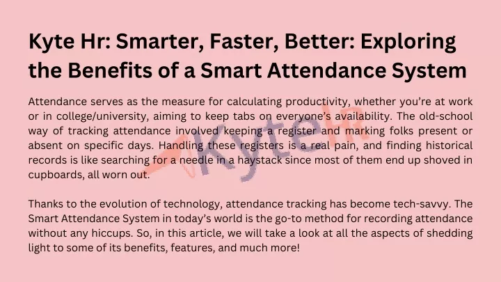 kyte hr smarter faster better exploring