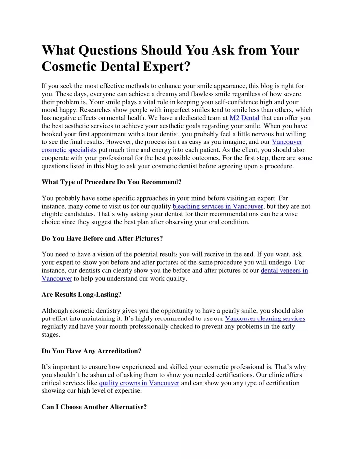 what questions should you ask from your cosmetic