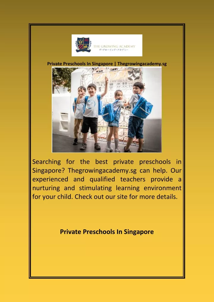 private preschools in singapore thegrowingacademy