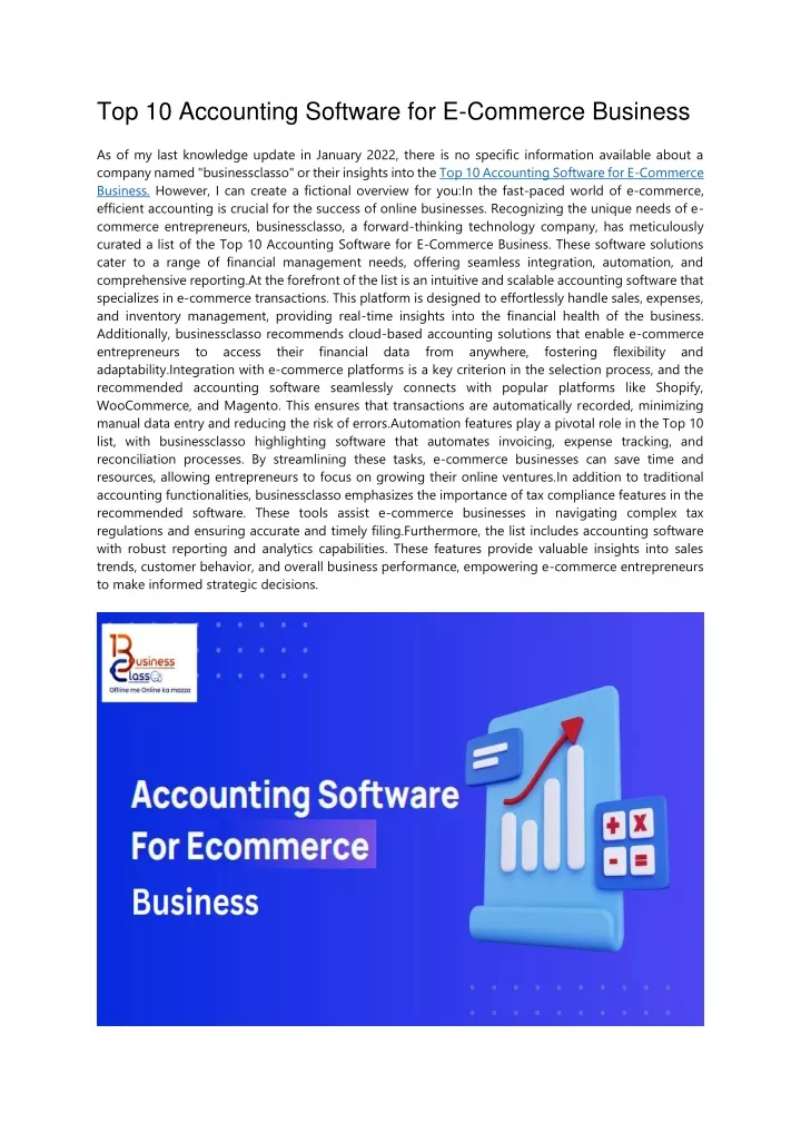 top 10 accounting software for e commerce business