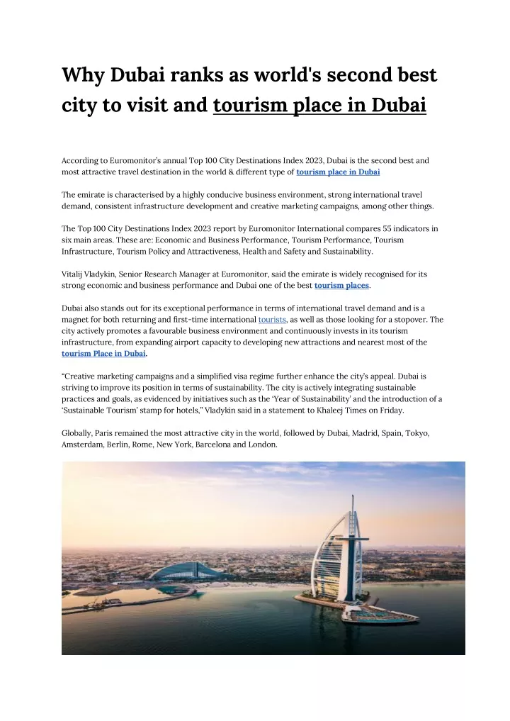 why dubai ranks as world s second best city