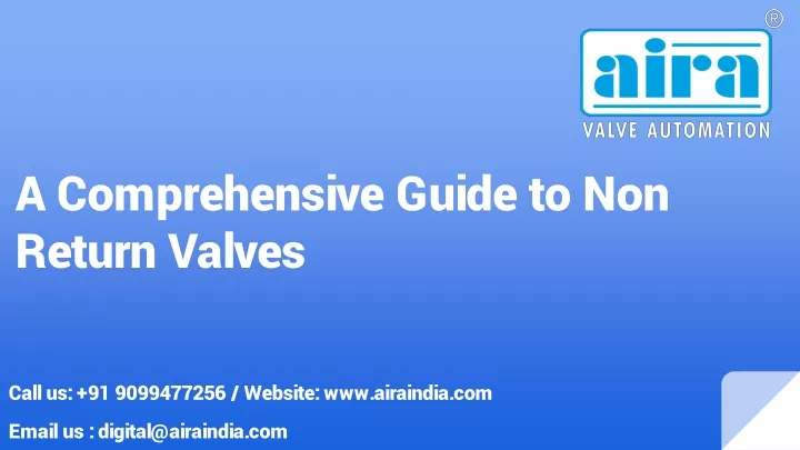 a comprehensive guide to non return valves