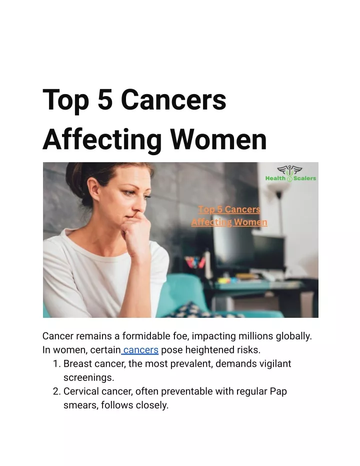 top 5 cancers affecting women