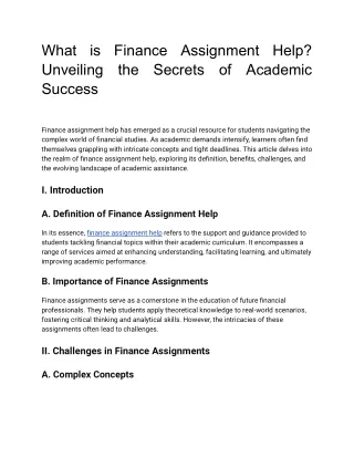 What is Finance Assignment Help