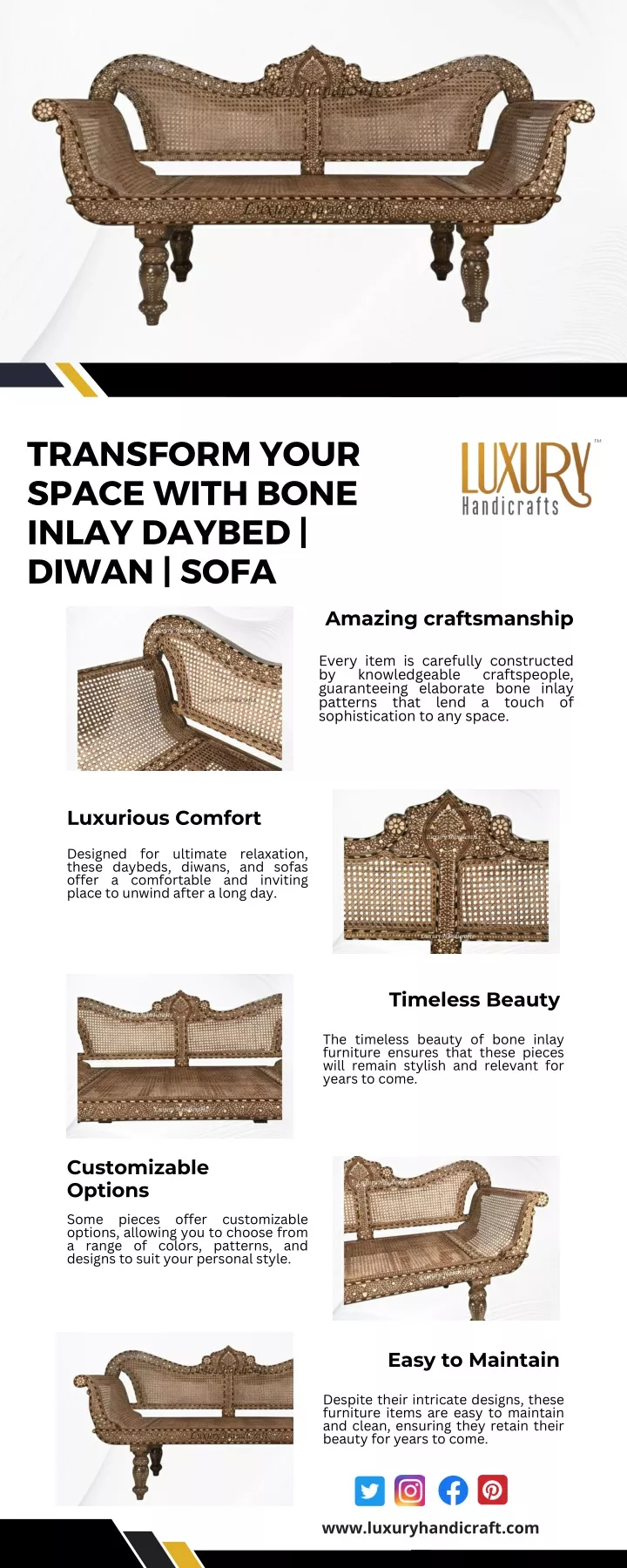 transform your space with bone inlay daybed diwan