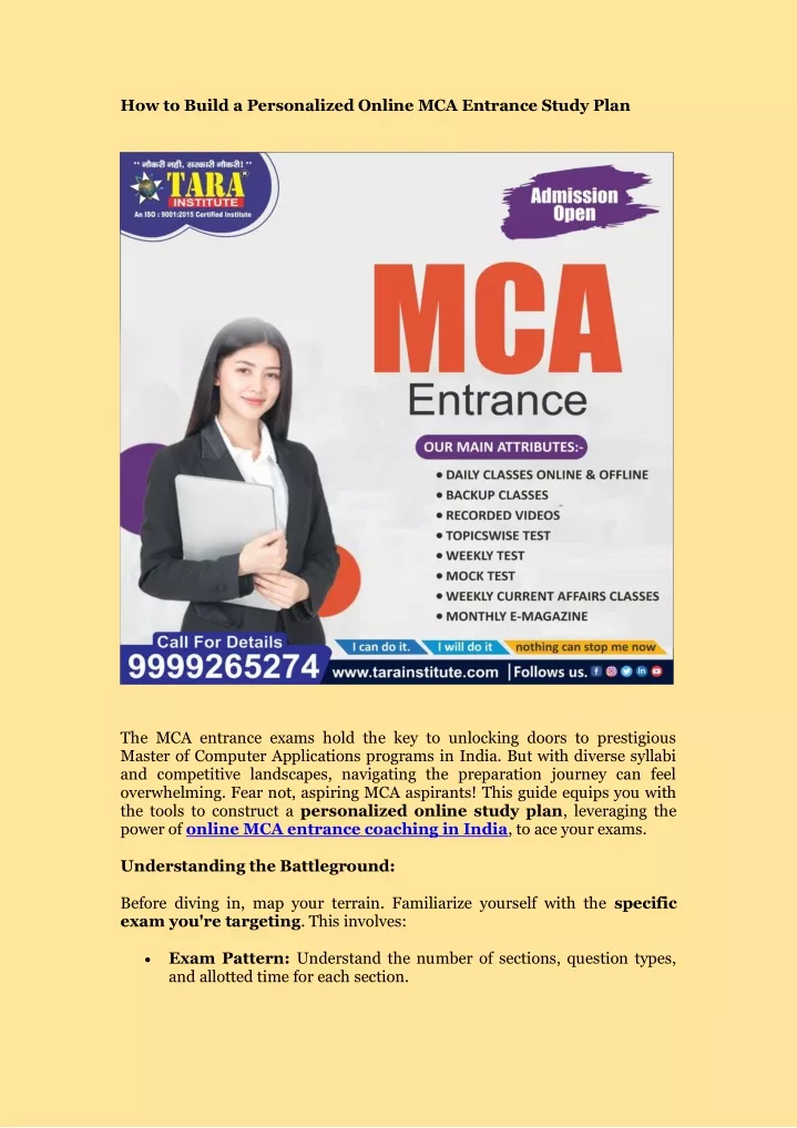 how to build a personalized online mca entrance