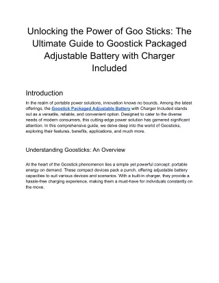 Unlocking the Power of Goo Sticks_ The Ultimate Guide to Goostick Packaged Adjustable Battery with Charger Included