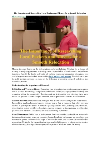 the importance of researching local packers