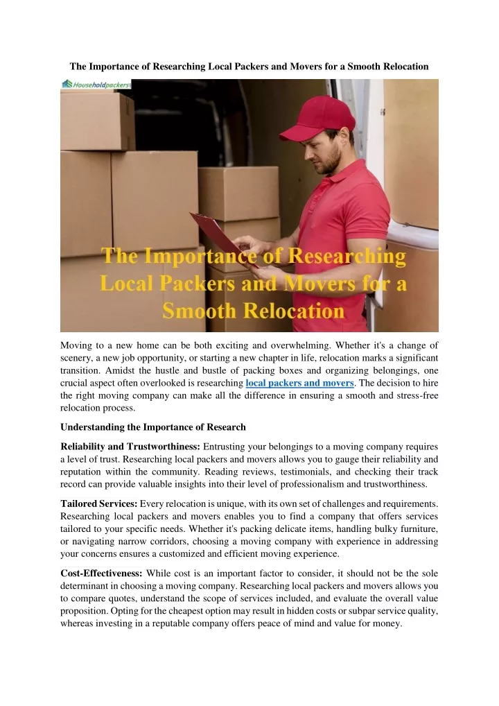 the importance of researching local packers