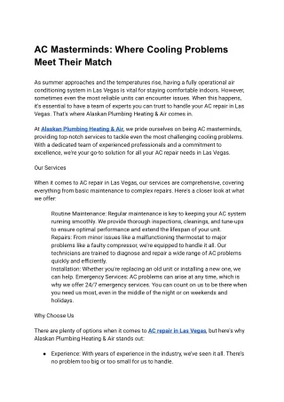 ac masterminds where cooling problems meet their