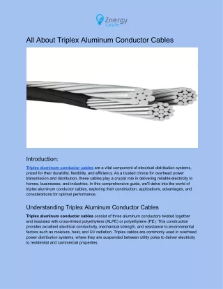 All About Triplex Aluminum Conductor Cables