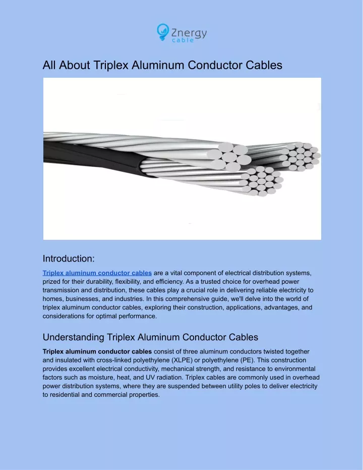 all about triplex aluminum conductor cables