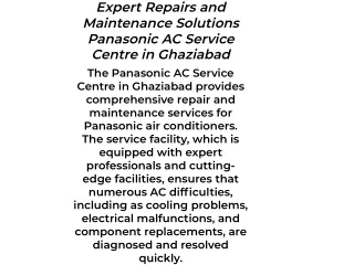 Reliable Solutions for Your Cooling Needs Panasonic AC Service Centre in Ghaziab