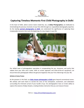 Capturing Timeless Moments First Child Photography in Delhi