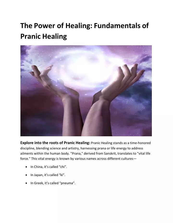 the power of healing fundamentals of pranic