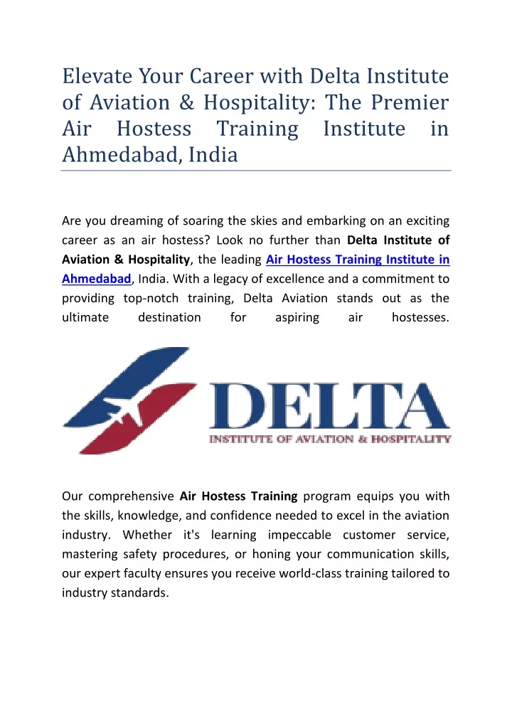 elevate your career with delta institute
