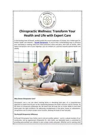 Chiropractic Wellness Transform Your Health and Life with Expert Care