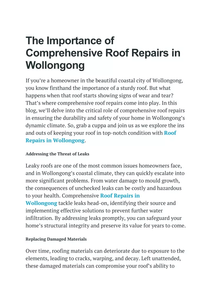 the importance of comprehensive roof repairs
