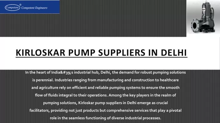 kirloskar pump suppliers in delhi