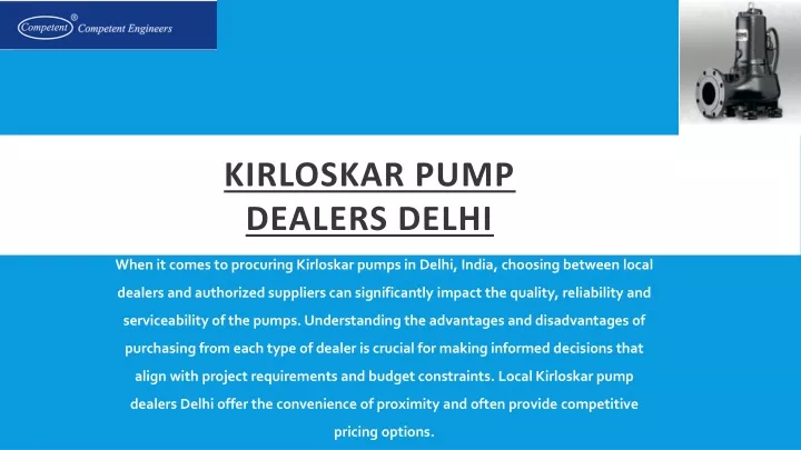 kirloskar pump dealers delhi