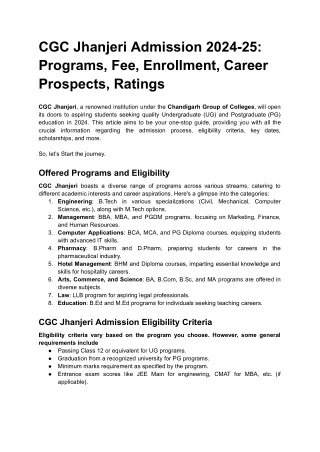 CGC Jhanjeri Admission 2024-25_ Programs, Fee, Enrollment, Career Prospects, Ratings