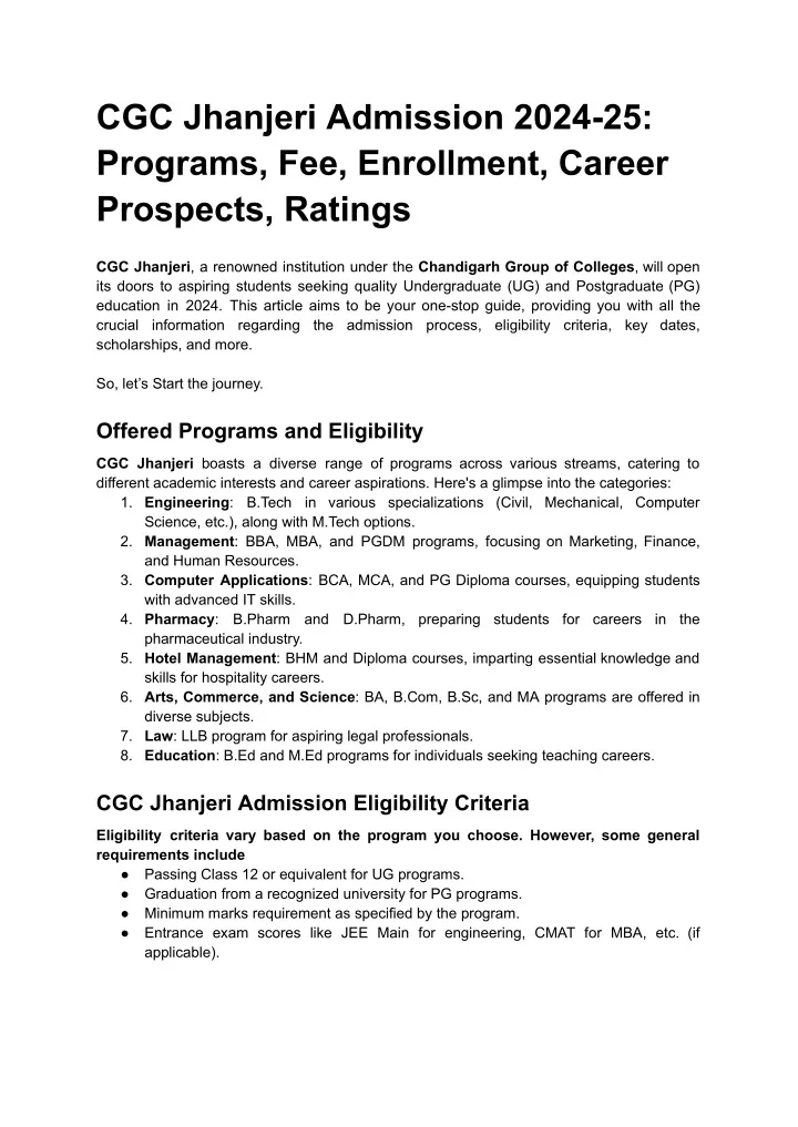 cgc jhanjeri admission 2024 25 programs