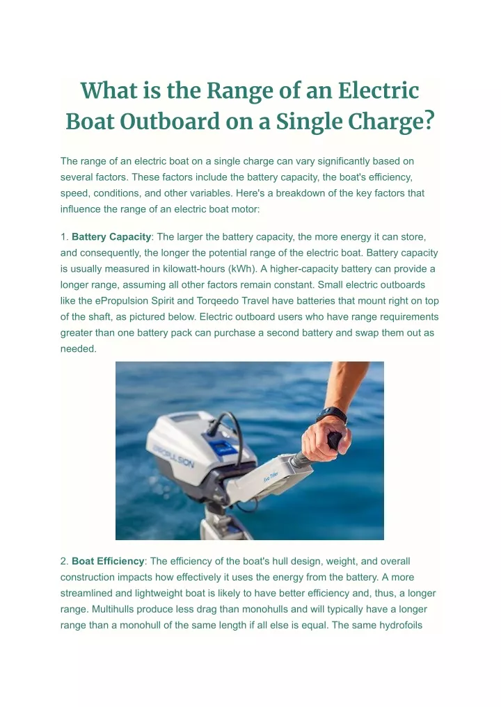 what is the range of an electric boat outboard