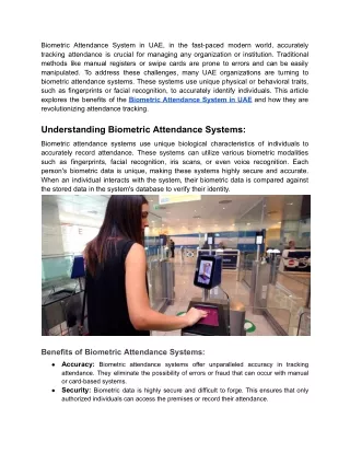 Streamline tracking with Biometric Attendance System in UAE