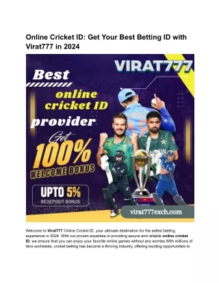 Online Cricket ID_ Get Your Best Betting ID with Virat777 in 2024