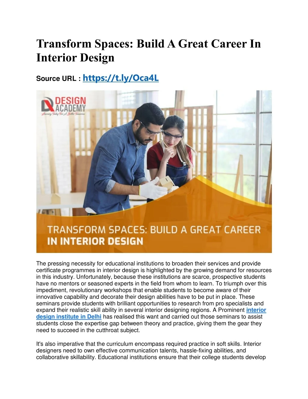PPT - Transform Spaces Build A Great Career In Interior Design ...