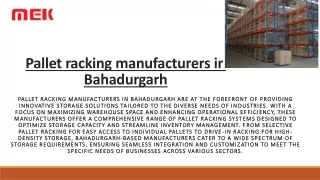 Pallet Racking Manufacturers in Bahadurgarh: Innovating Storage Solutions