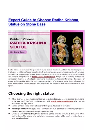 Expert Guide to Choose Radha Krishna Statue on Stone Base
