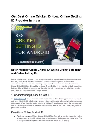 Get Best Online Cricket ID Now_ Online Betting ID Provider in India