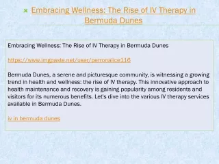 Embracing Wellness: The Rise of IV Therapy in Bermuda Dunes