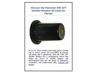 Discover the Potential VHF APT Satellite Weather Kit Guide for Florida