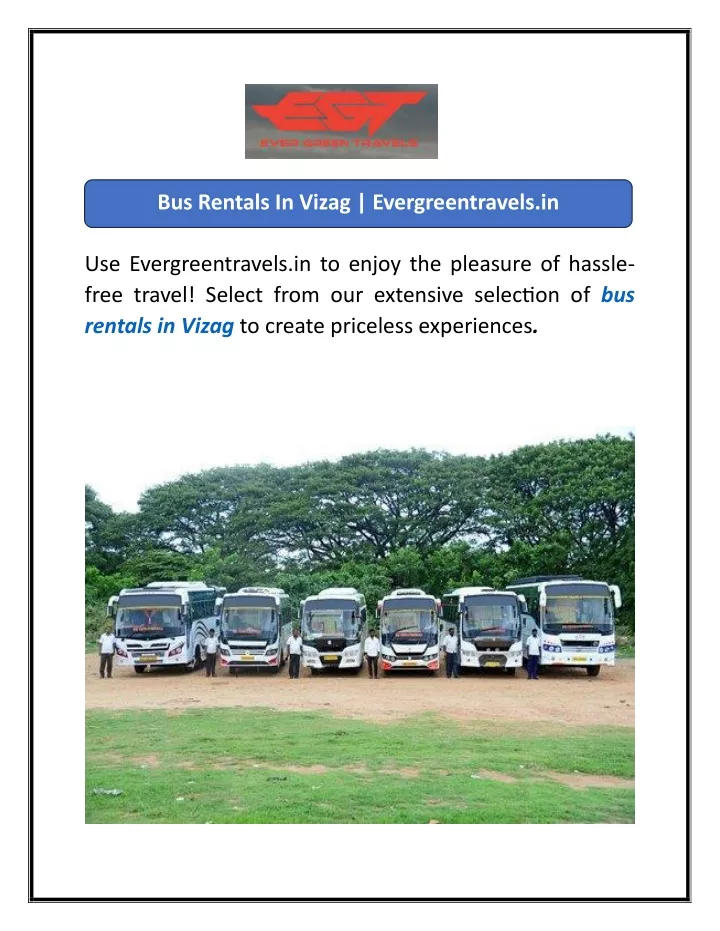 bus rentals in vizag evergreentravels in