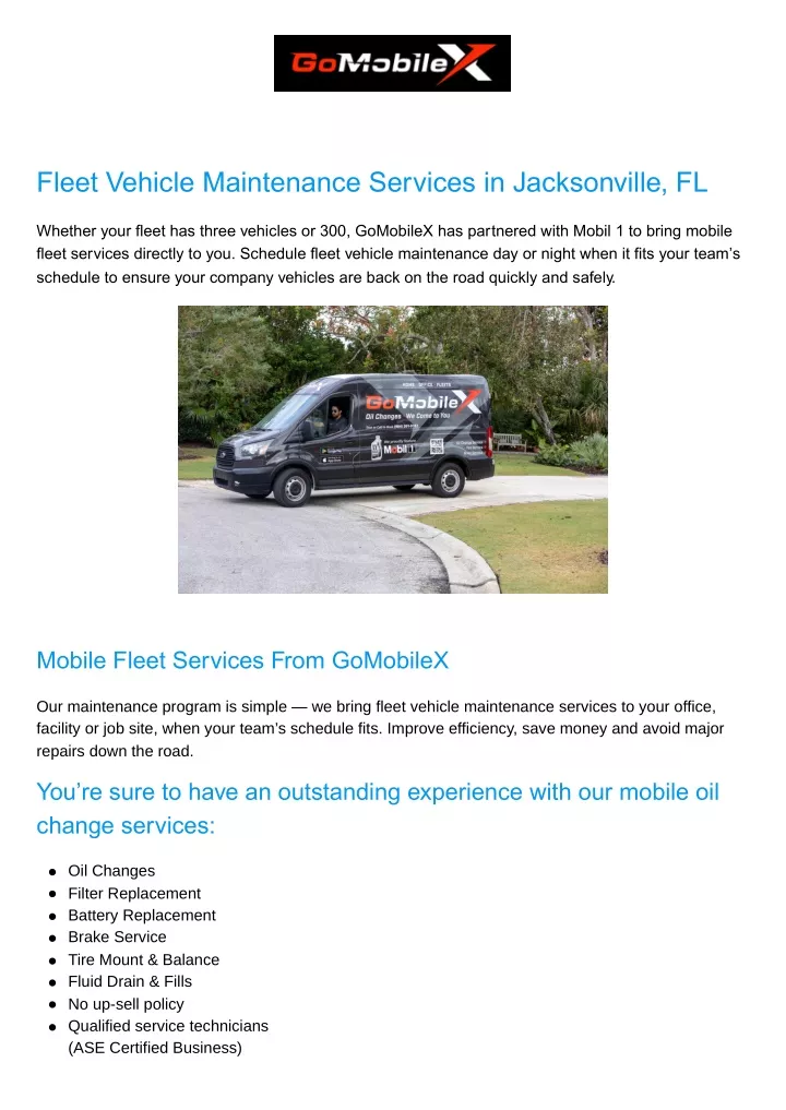 fleet vehicle maintenance services