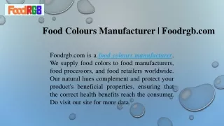 Food Colours Manufacturer  Foodrgb.com