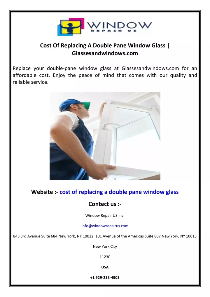 cost of replacing a double pane window glass