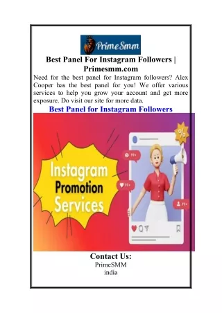 Best Panel For Instagram Followers  Primesmm.com