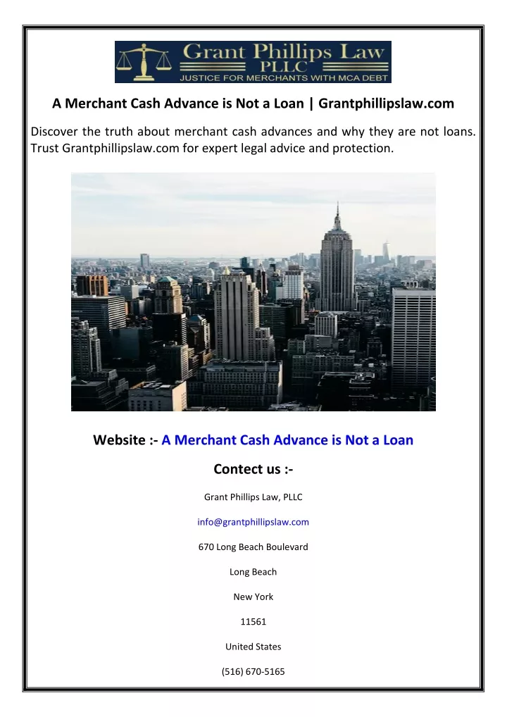 a merchant cash advance is not a loan
