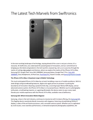 the latest tech marvels from swiftronics
