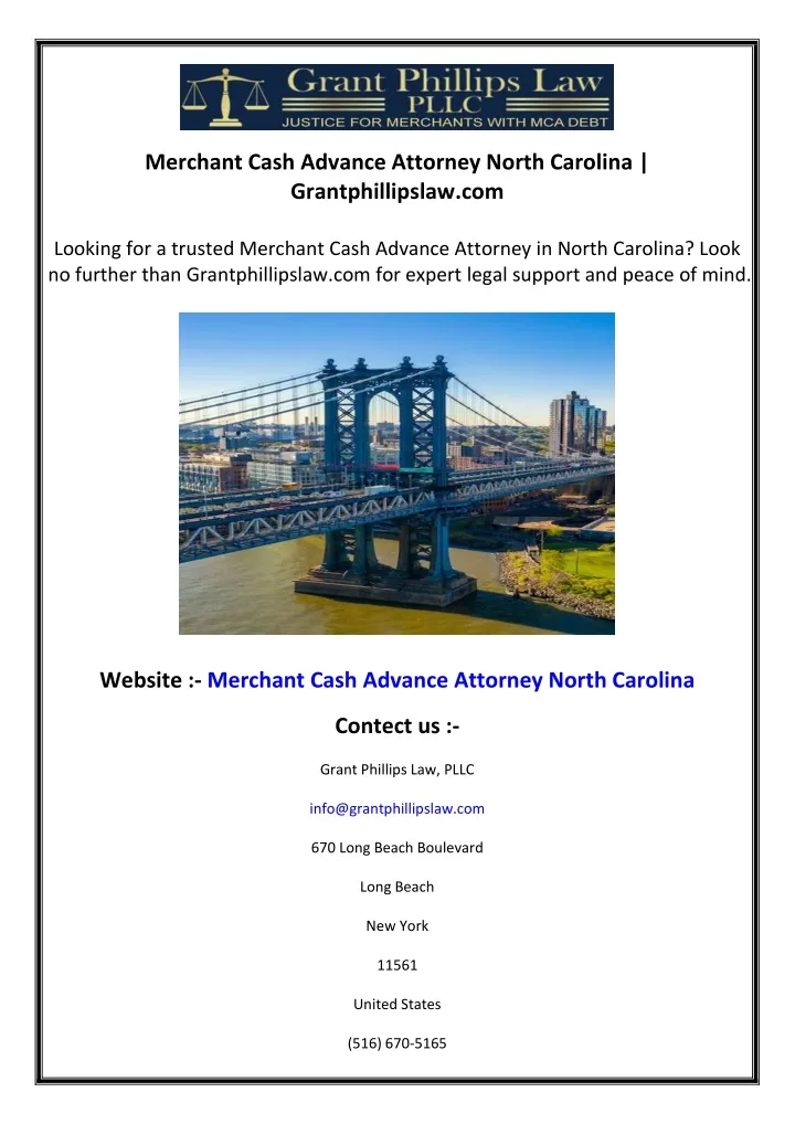 merchant cash advance attorney north carolina