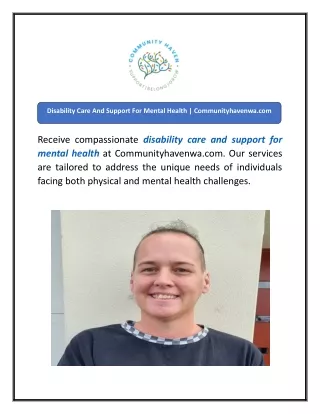 Disability Care And Support For Mental Health  Communityhavenwa
