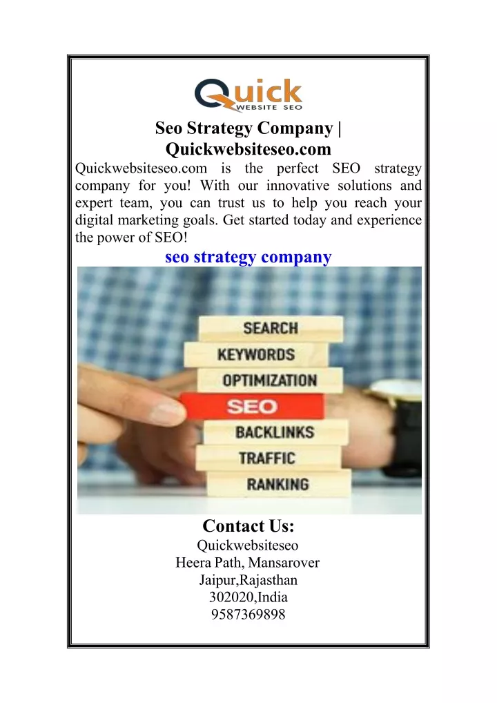 seo strategy company quickwebsiteseo
